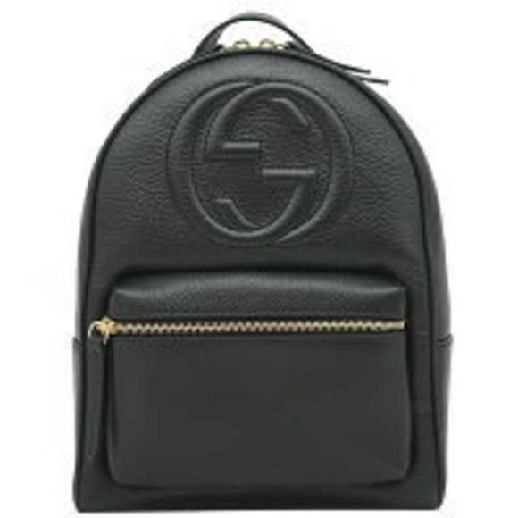 Gucci Interlocking GG Soho Leather Backpack Black Chain - Picture 1 of 9